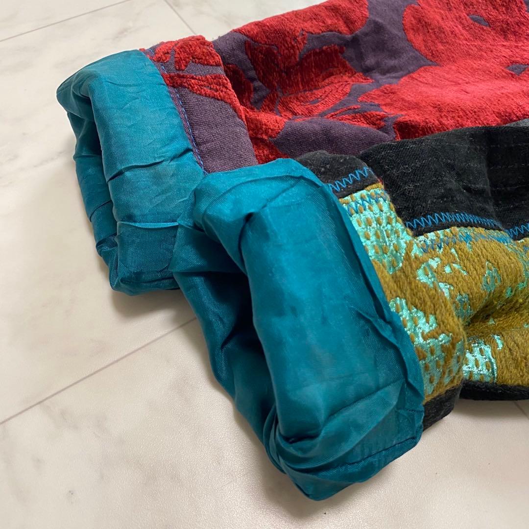 Desigual デシグアル　総柄　異素材切り替え　コート　ジャガード　刺繍