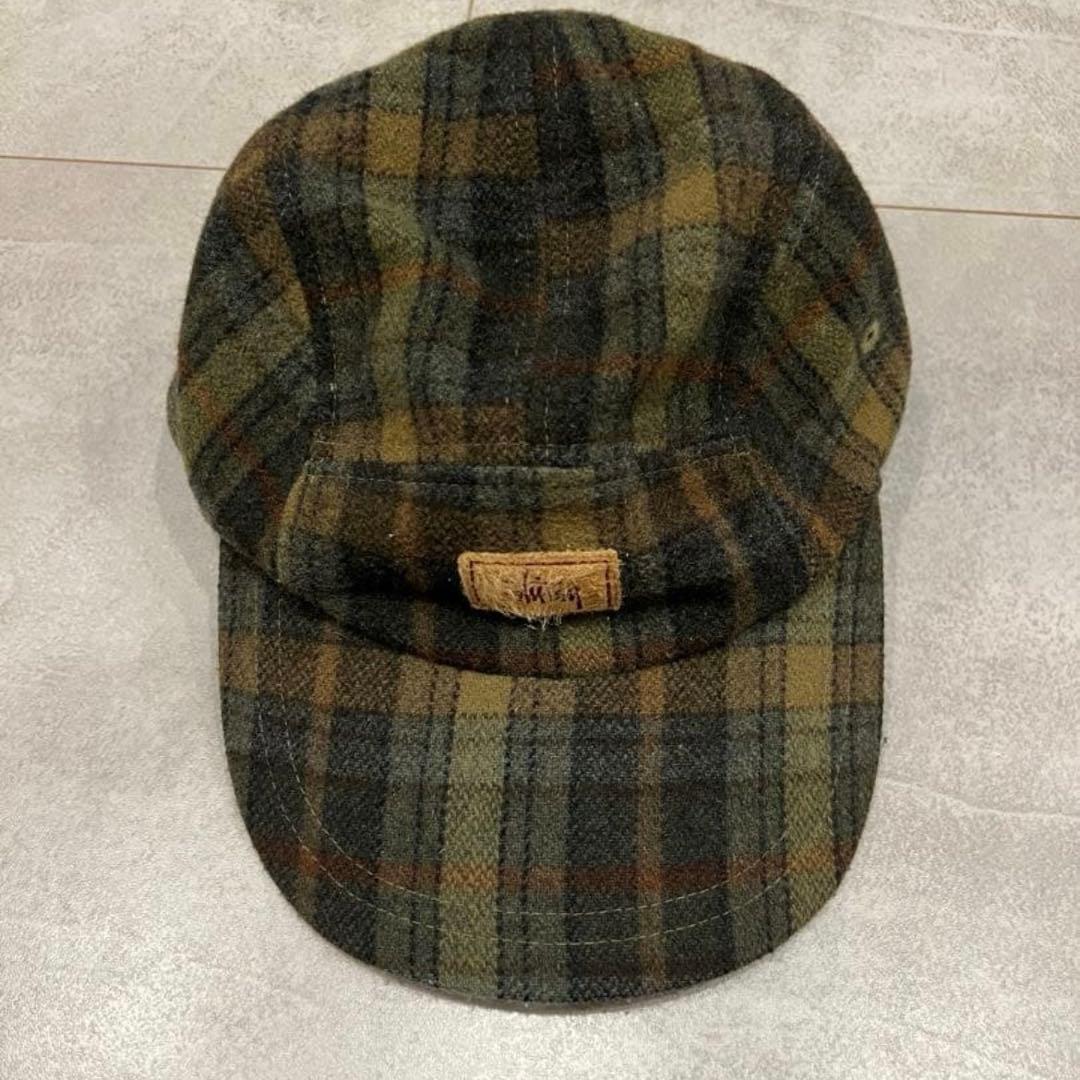 y*】様 old STUSSY ジェットキャップ チェック ウール