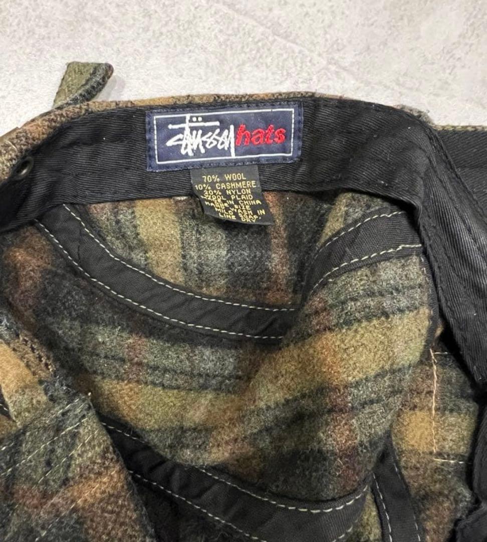 y*】様 old STUSSY ジェットキャップ チェック ウール
