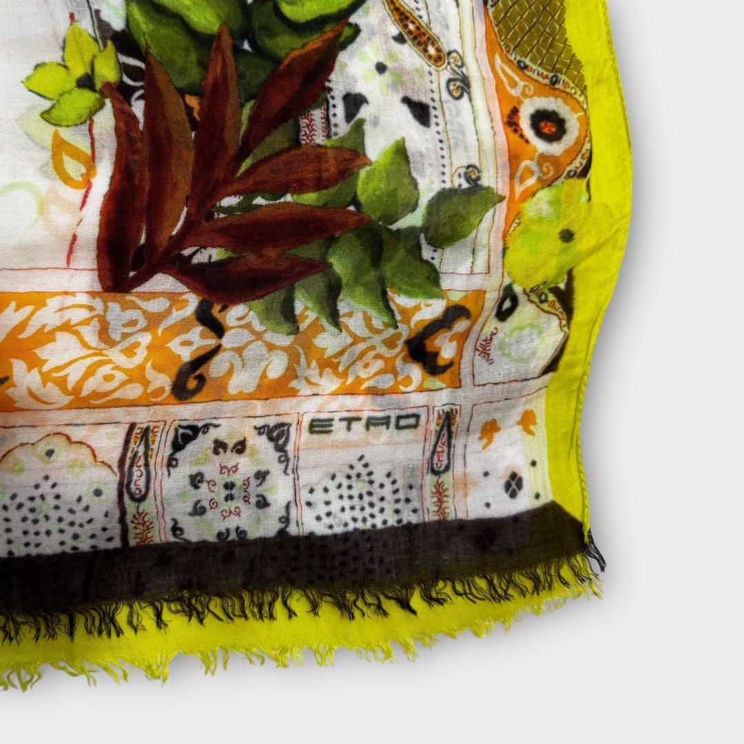 超美品✨ETRO ストール　ボタニカル　ペイズリー　レーヨン　リネン　大判