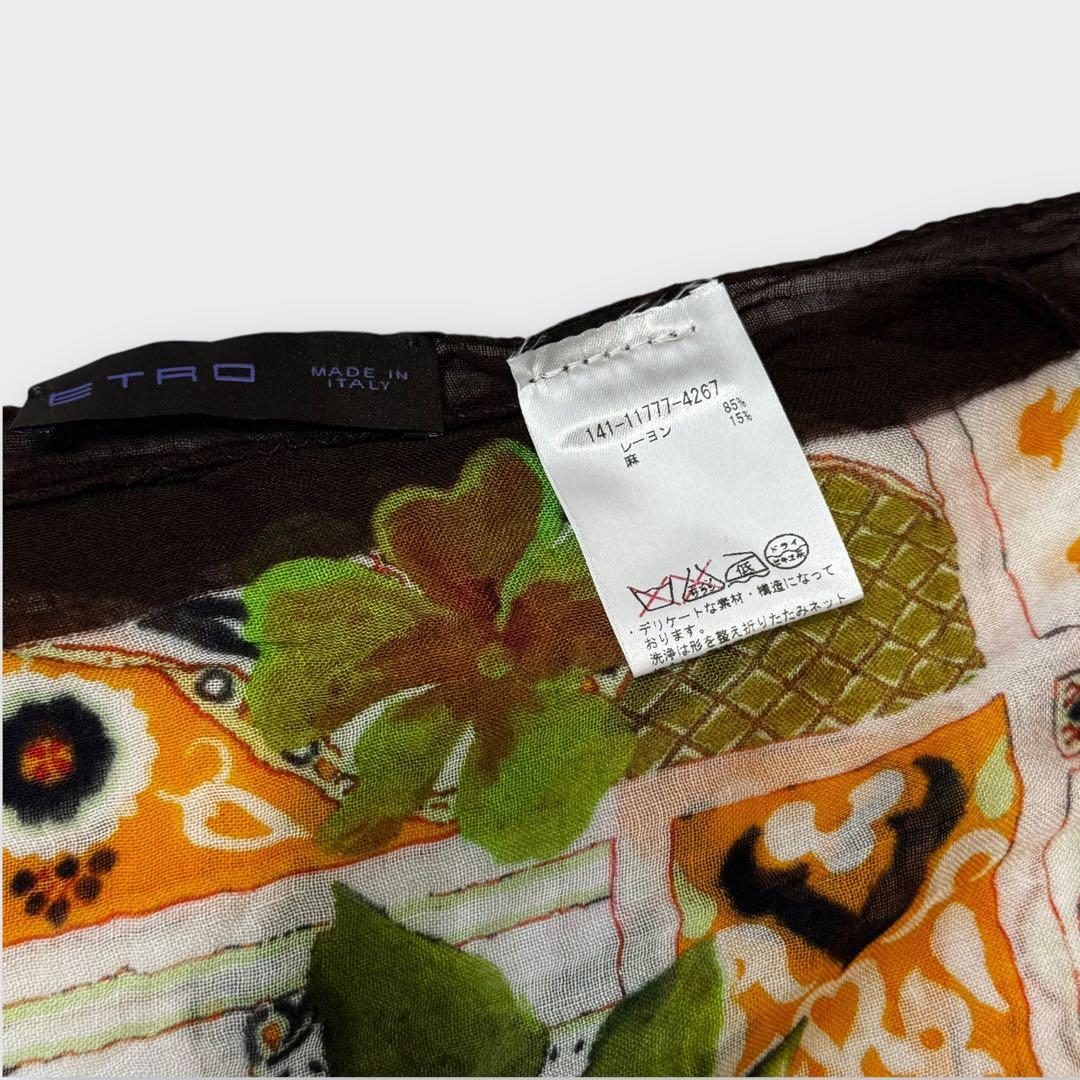 超美品✨ETRO ストール　ボタニカル　ペイズリー　レーヨン　リネン　大判