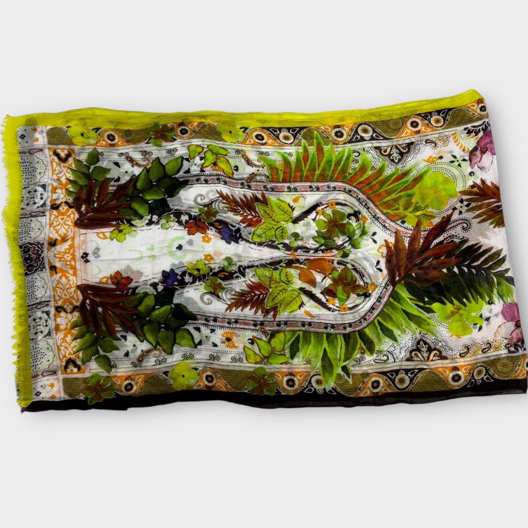 超美品✨ETRO ストール　ボタニカル　ペイズリー　レーヨン　リネン　大判