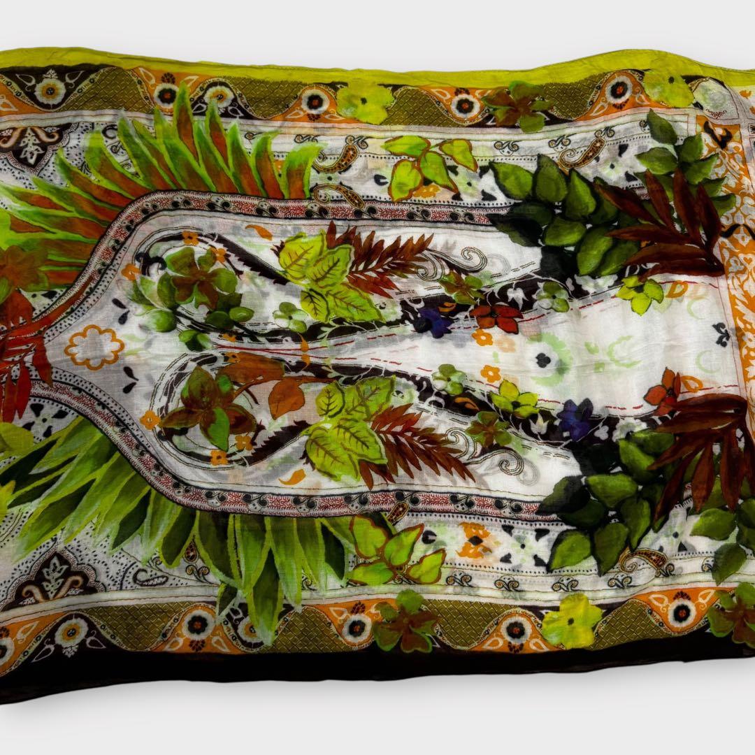 超美品✨ETRO ストール　ボタニカル　ペイズリー　レーヨン　リネン　大判