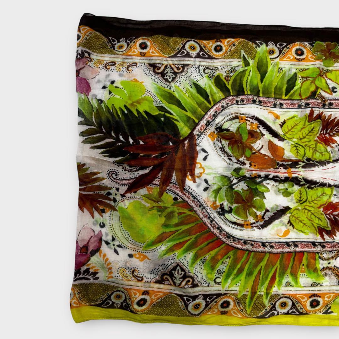 超美品✨ETRO ストール　ボタニカル　ペイズリー　レーヨン　リネン　大判