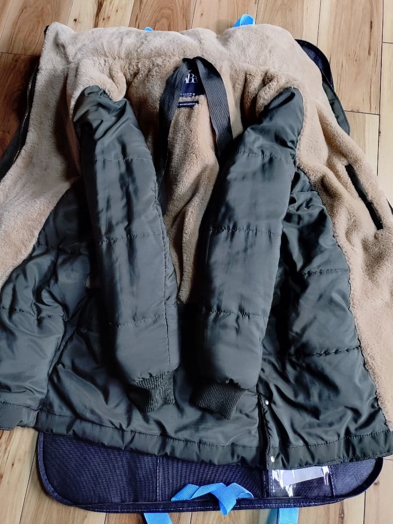 ZARA ファー付きモッズコート カーキ Lサイズ 綺麗目・Aライン