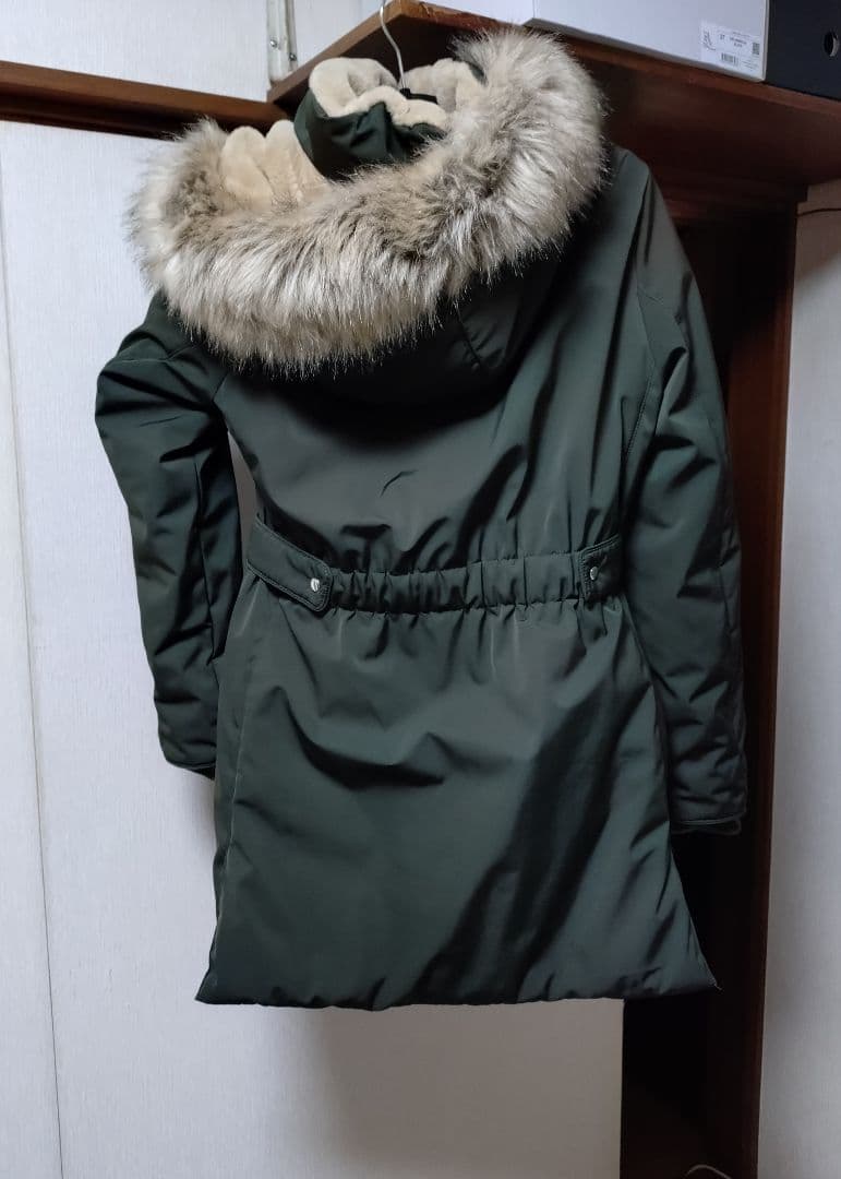 ZARA ファー付きモッズコート カーキ Lサイズ 綺麗目・Aライン