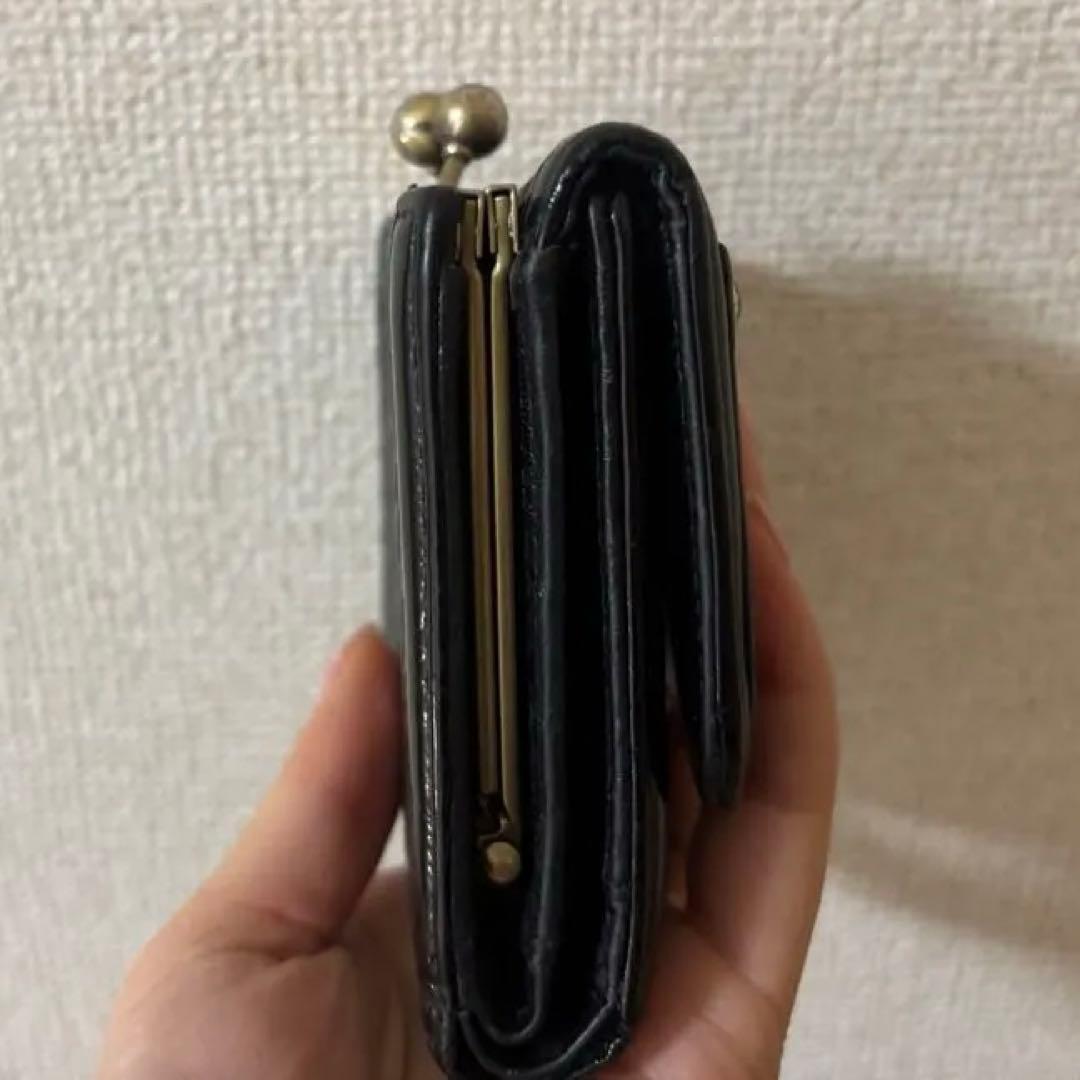 c*︎様 ANNA SUI アナスイ セルパン 三つ折り財布 がま口 黒 本革