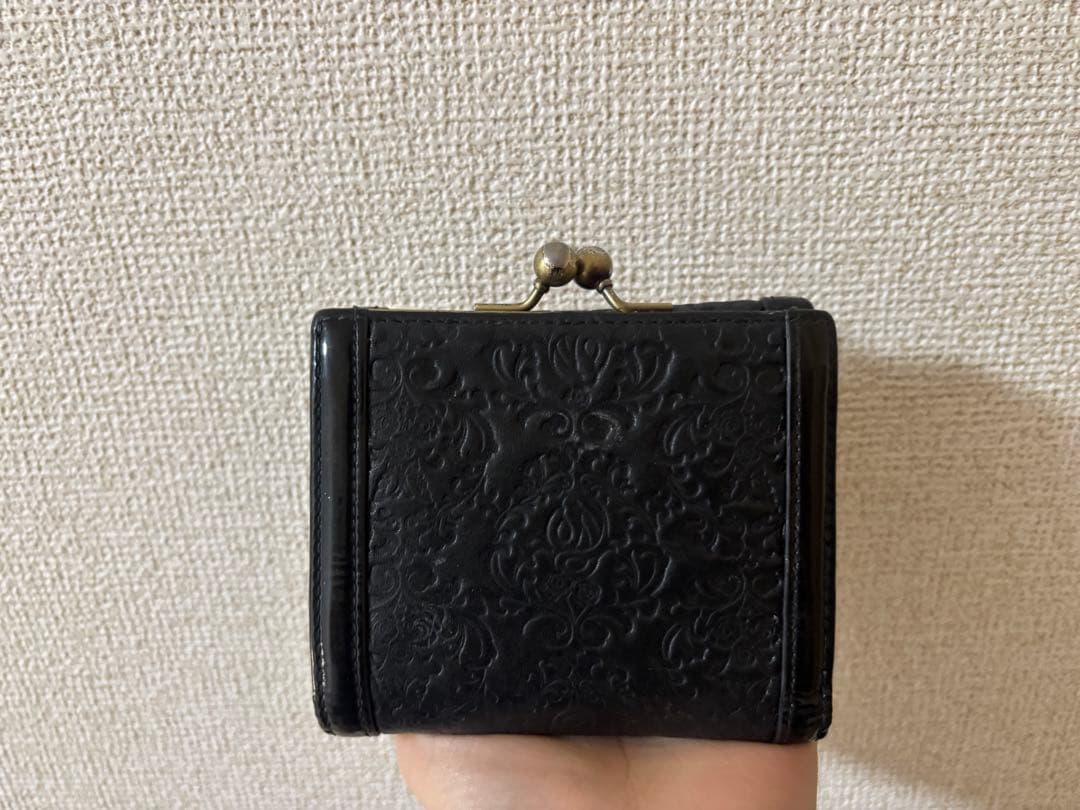 c*︎様 ANNA SUI アナスイ セルパン 三つ折り財布 がま口 黒 本革
