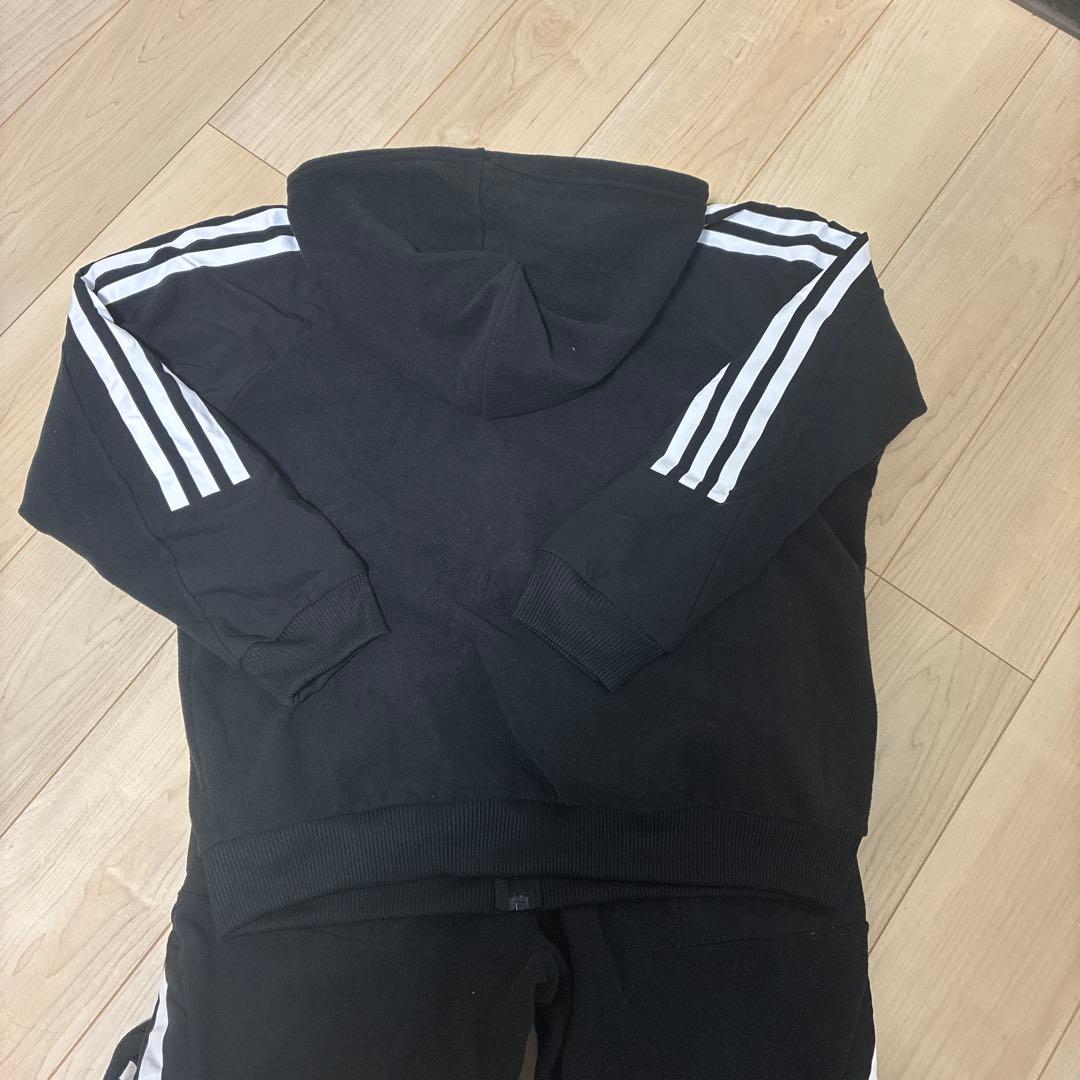 adidas ブラック フルジップパーカー ジョガーパンツ セットアディダス
