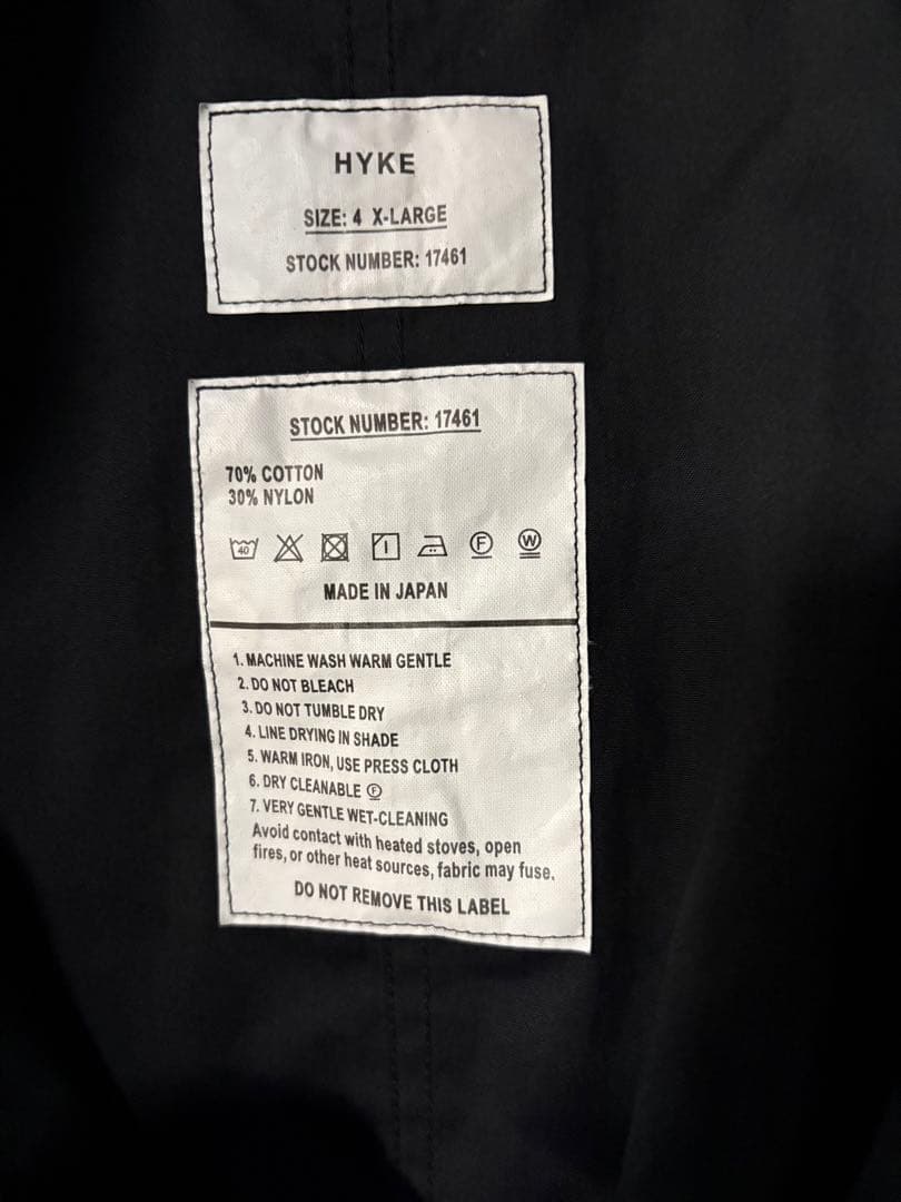 【HYKE】 N/C TYPE M-65 FIELD COAT 黒 サイズ4