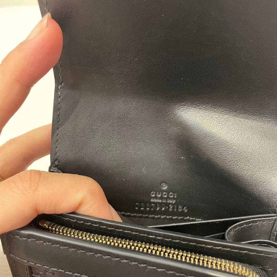 GUCCI/グッチ/三つ折り財布/ブラック/レザー/本革/コンパクト/箱・袋付き