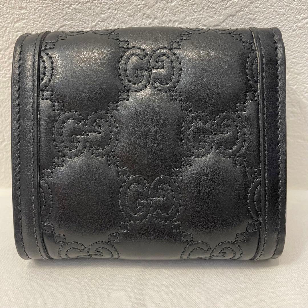 GUCCI/グッチ/三つ折り財布/ブラック/レザー/本革/コンパクト/箱・袋付き