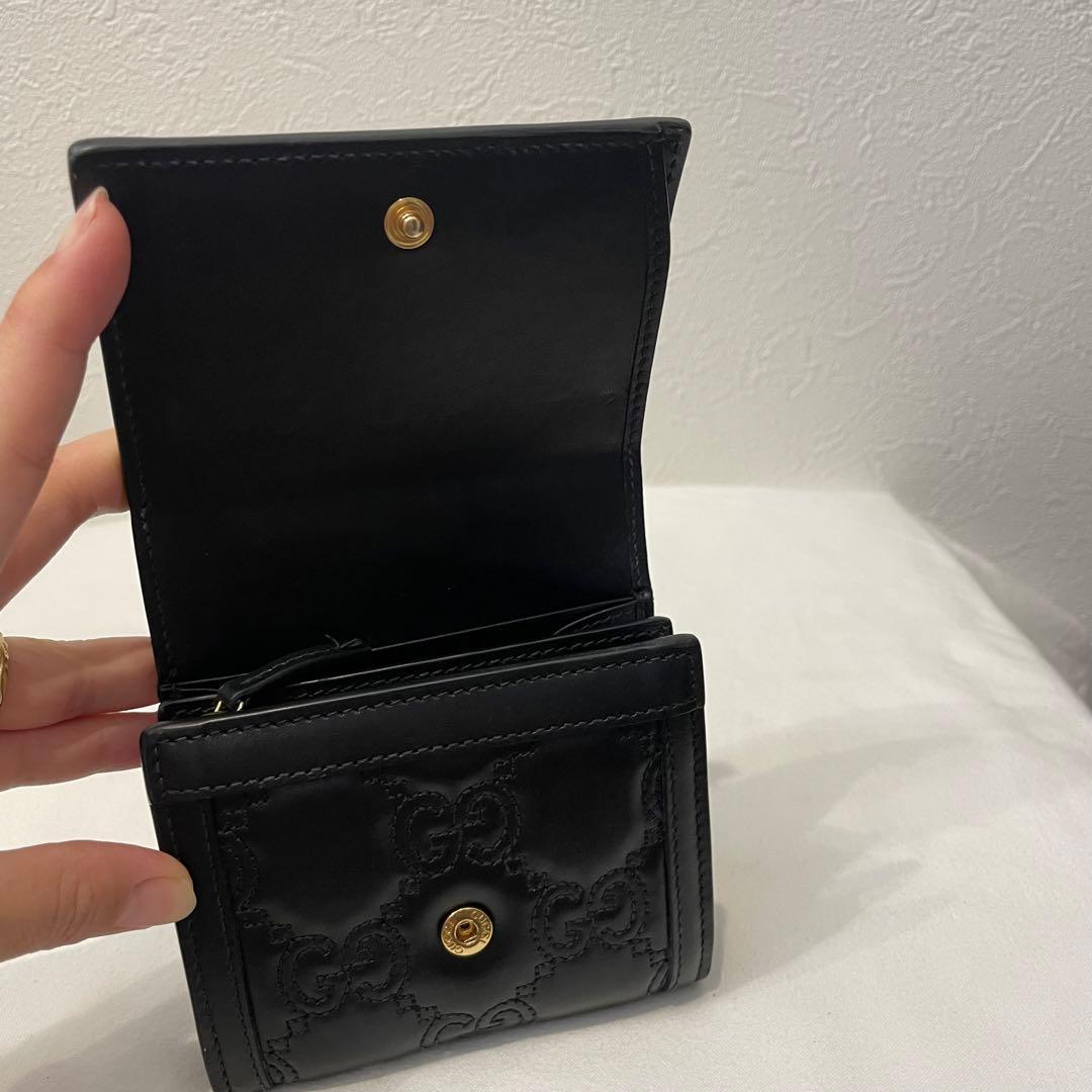 GUCCI/グッチ/三つ折り財布/ブラック/レザー/本革/コンパクト/箱・袋付き