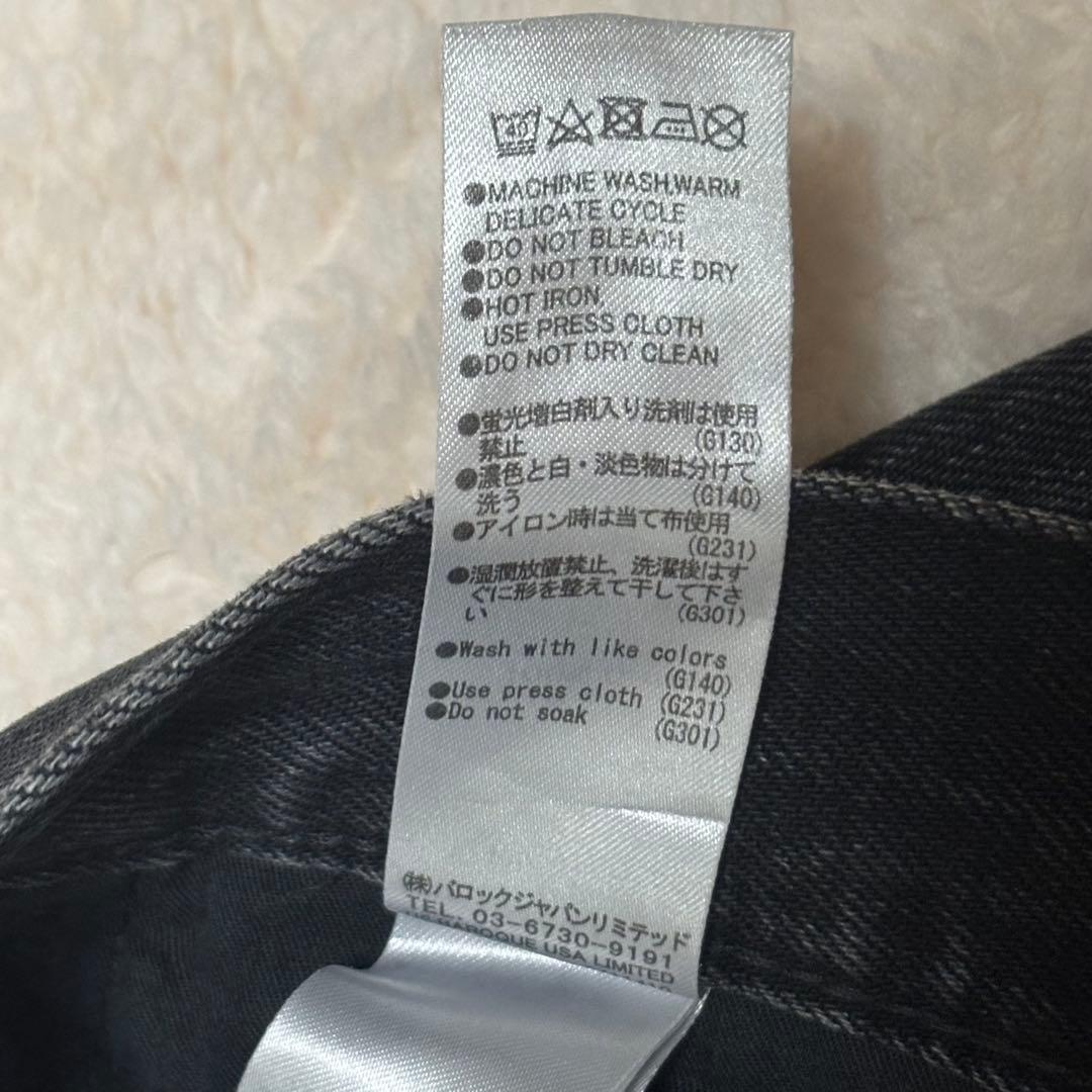 【美品】moussy クロスウエスト ワイドストレートデニム 黒 ブラック 0