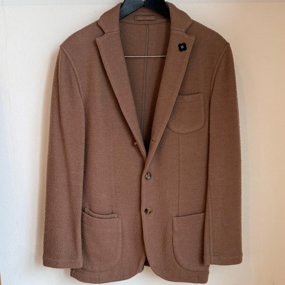 LARDINI ウール カセンティーノ キャメル ジャケット ブートニエール