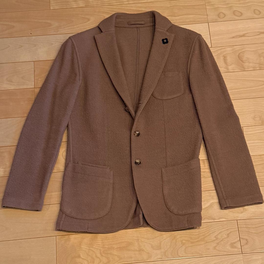 LARDINI ウール カセンティーノ キャメル ジャケット ブートニエール