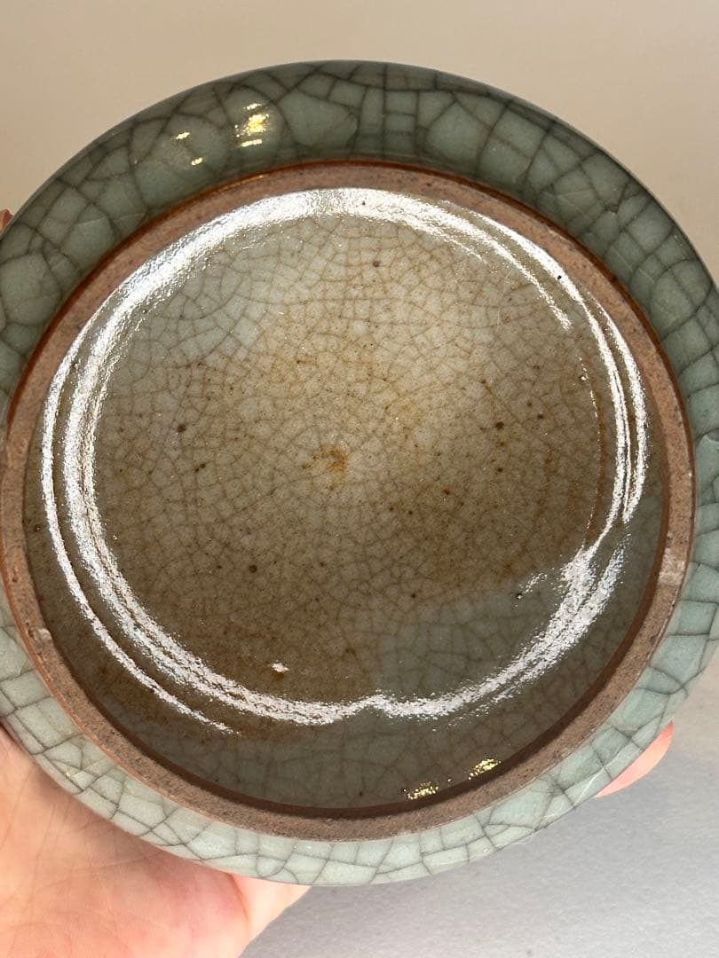 中国 清代 哥窯 水盂 傷あり 古陶磁 骨董品