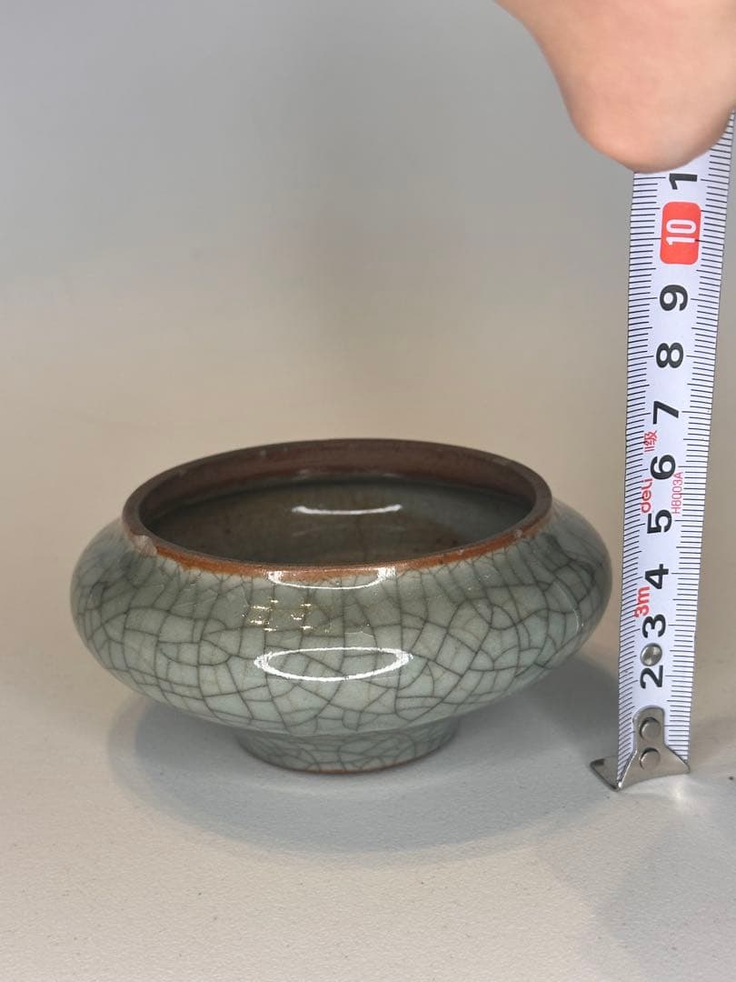 中国 清代 哥窯 水盂 傷あり 古陶磁 骨董品