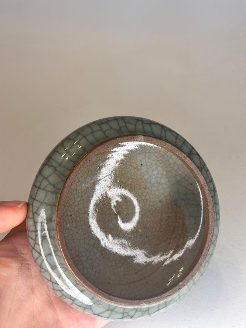 中国 清代 哥窯 水盂 傷あり 古陶磁 骨董品
