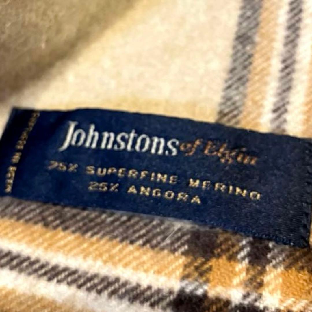 ⭐️Johnstons of Elgin アンゴラ混　チェック柄ストール、ショール