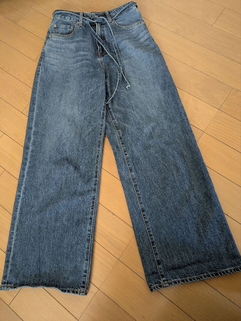 ハイウエスト ワイドレッグデニム　25