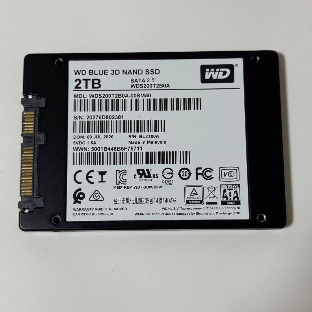 【健康状態100%】ウエスタンデジタルSSD 2TB