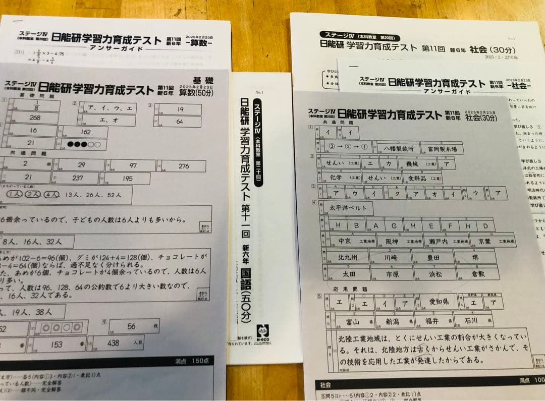 最新版 日能研6年生2025年度 前期育成テスト17回分&夏期講習テスト1234