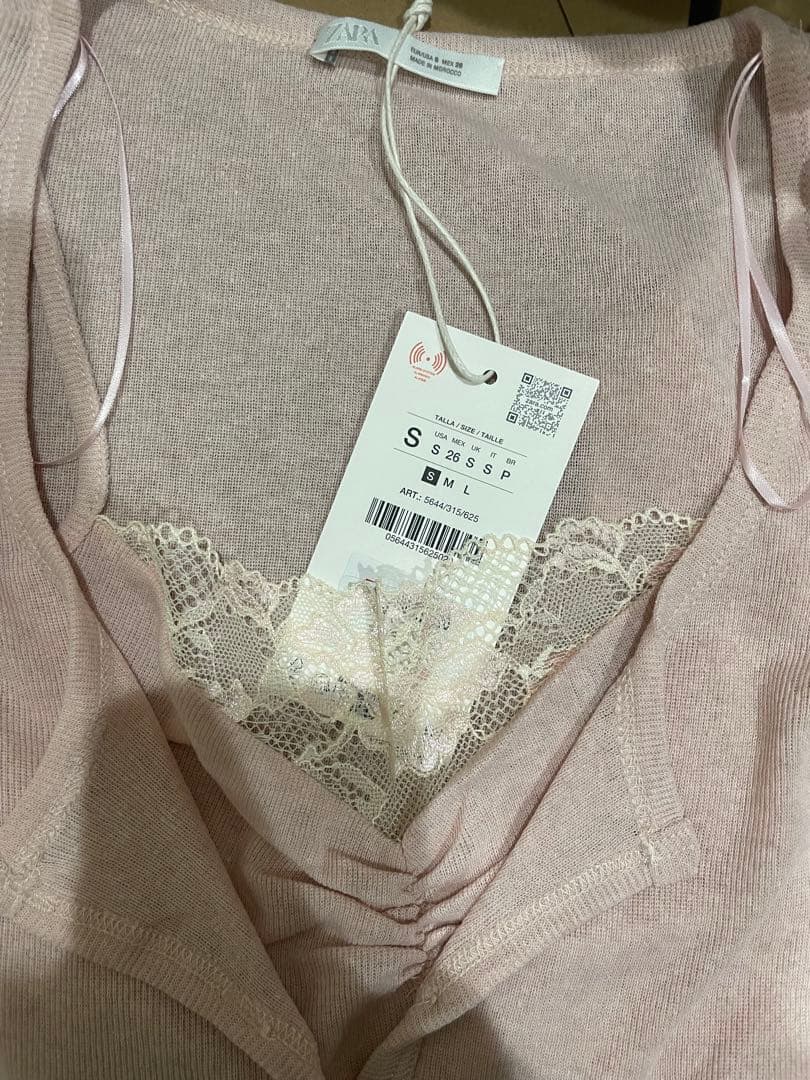 て*た様 タグ付き新品★ZARAのレーストップコントラストジャケット★S★ピンク