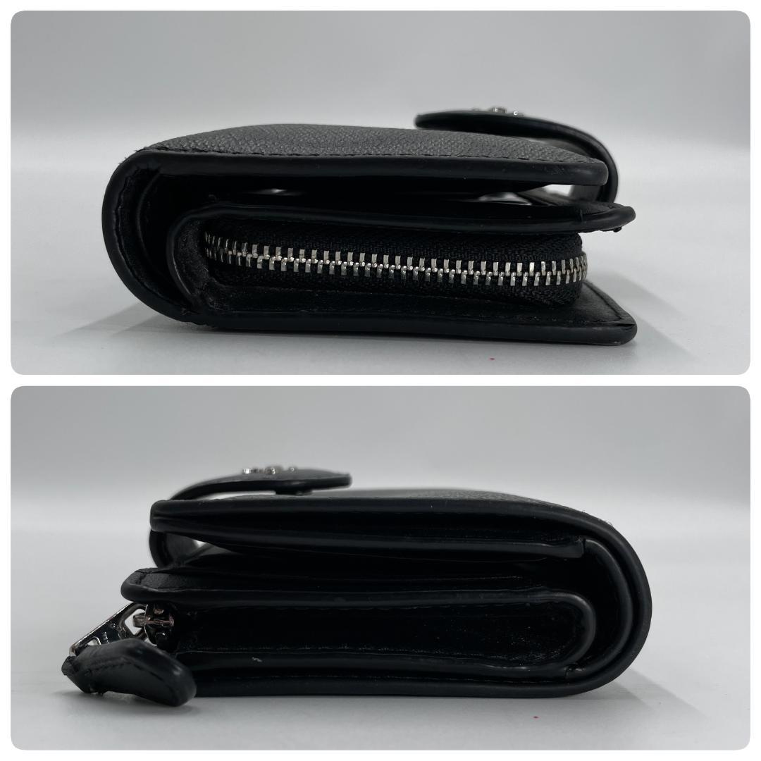 美品 COACH 財布 レザー ブラック シグネチャー