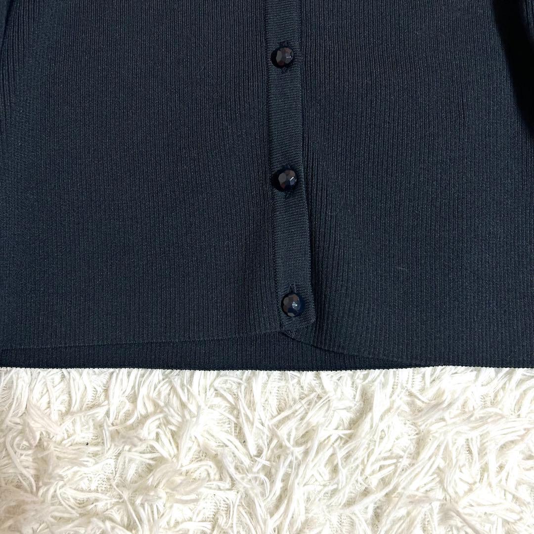 極美品✨ルネ René 春に◎ネイビー リブ編み ニットカーディガン 38
