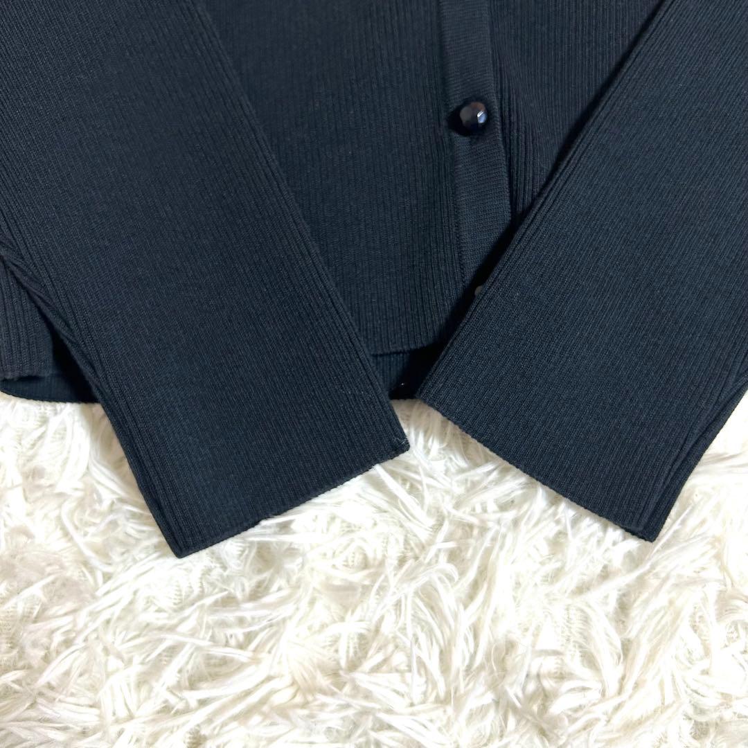 極美品✨ルネ René 春に◎ネイビー リブ編み ニットカーディガン 38