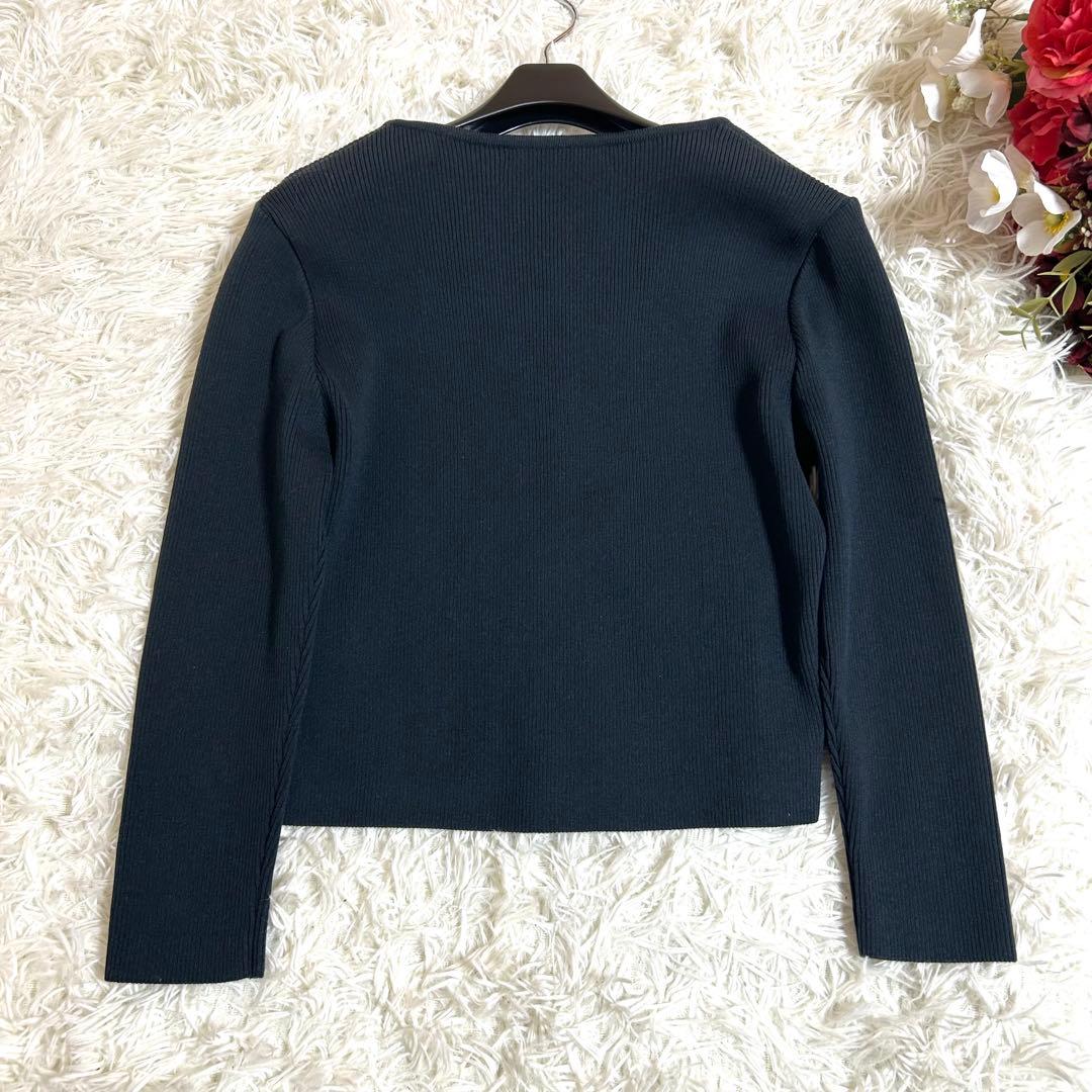 極美品✨ルネ René 春に◎ネイビー リブ編み ニットカーディガン 38