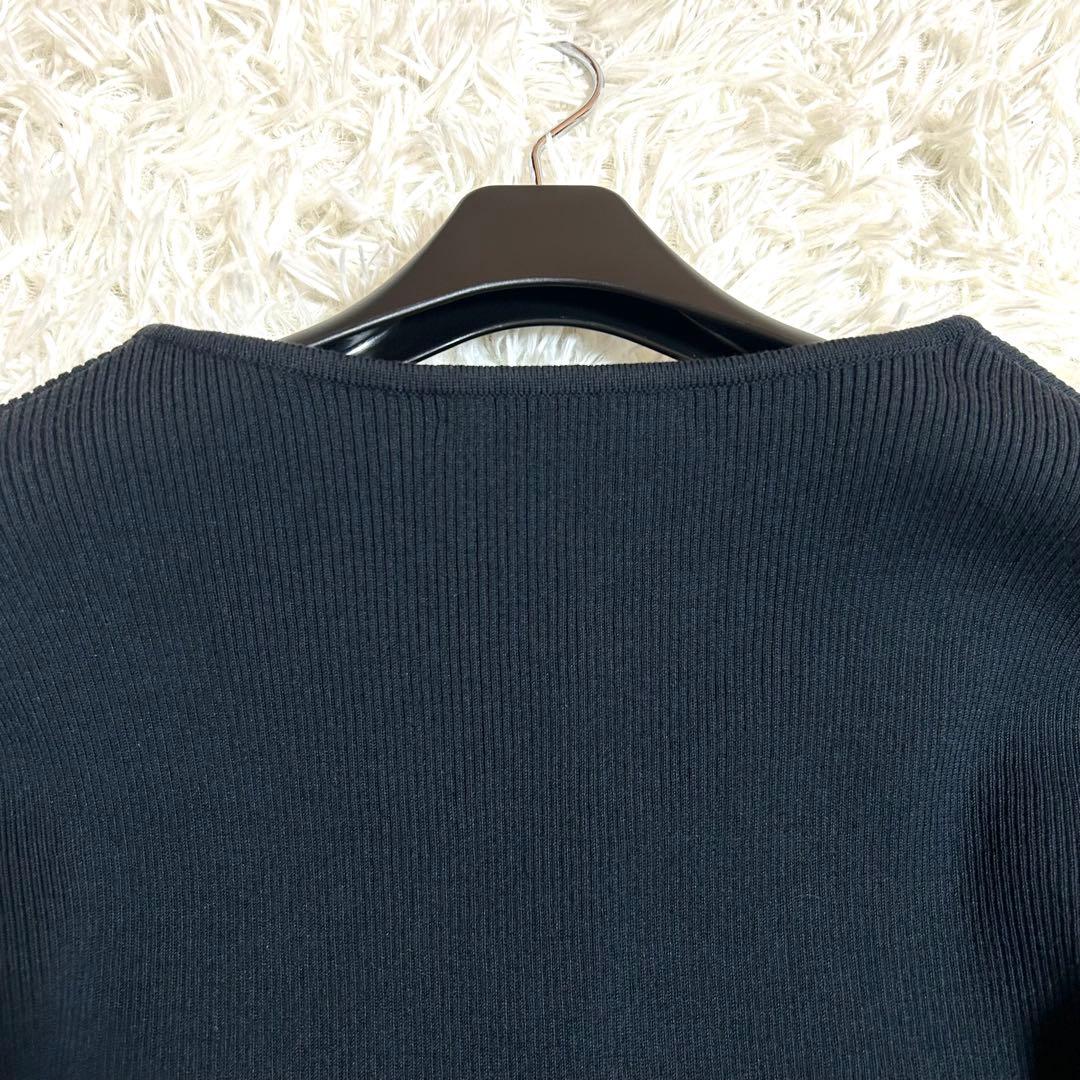 極美品✨ルネ René 春に◎ネイビー リブ編み ニットカーディガン 38
