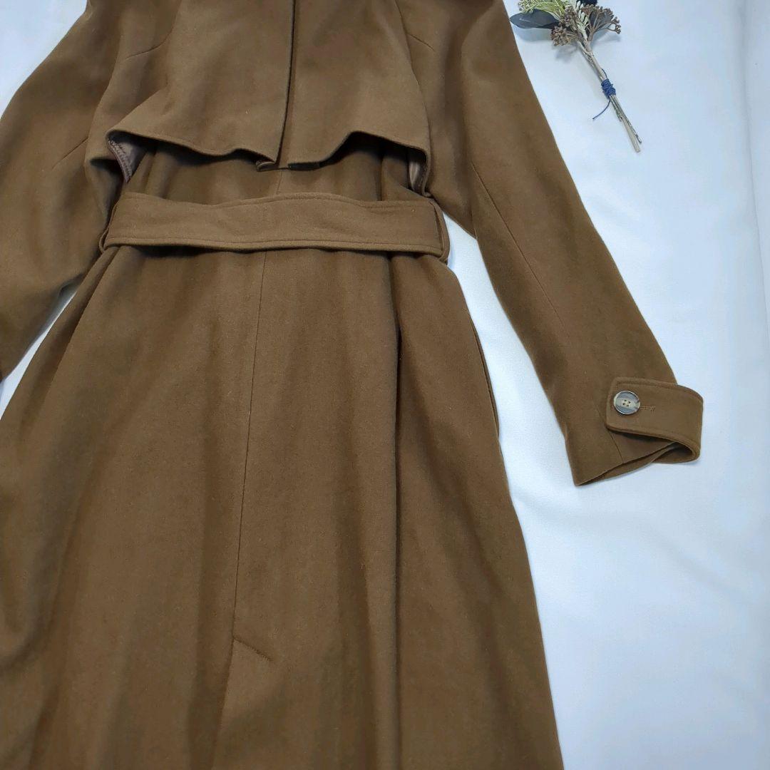 eimy istoire│ベルテッド ウールロングコート ベルト ブラウン S