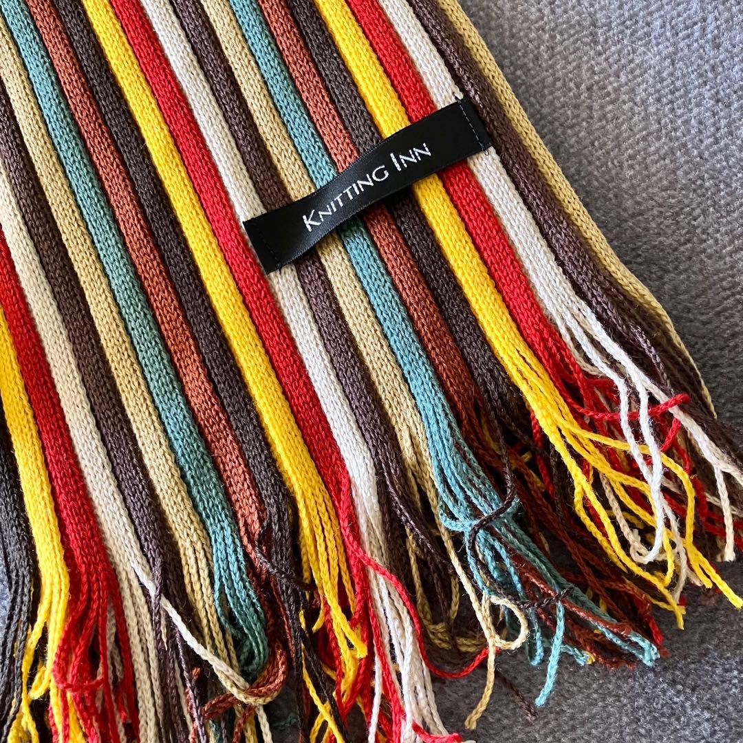 KNITTING INN カラフル　縦縞　マフラー　松井ニット技研　美品　廃業