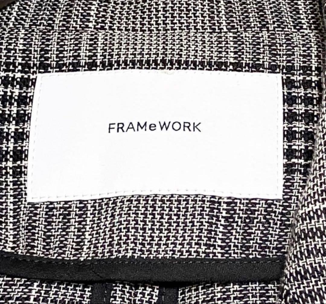 FRAMeWORK リネン混 ジャケット グレンチェック グレー