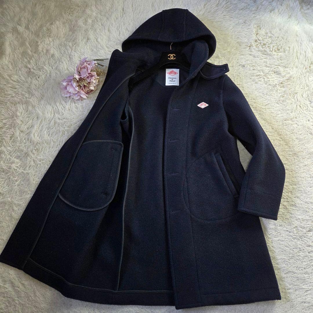 美品 ダントン ウールモッサ ロングコート サイズ38 M ダークネイビー