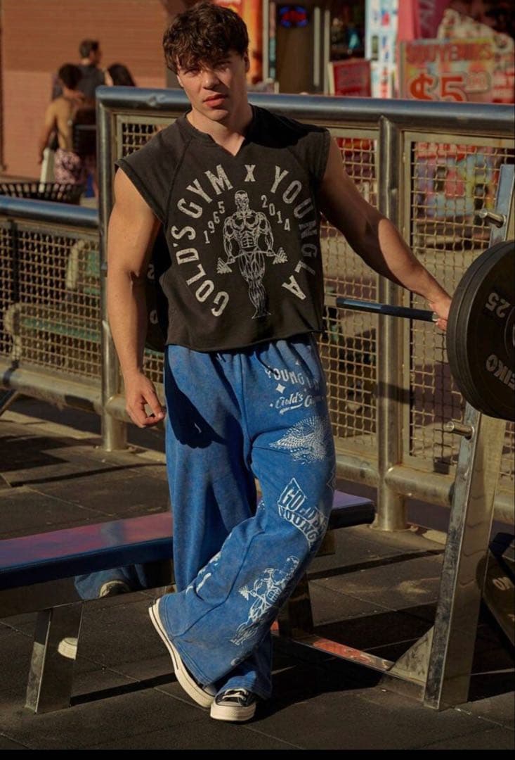 希少YOUNG LA×Golds Gym Vintage Cut Offs　L