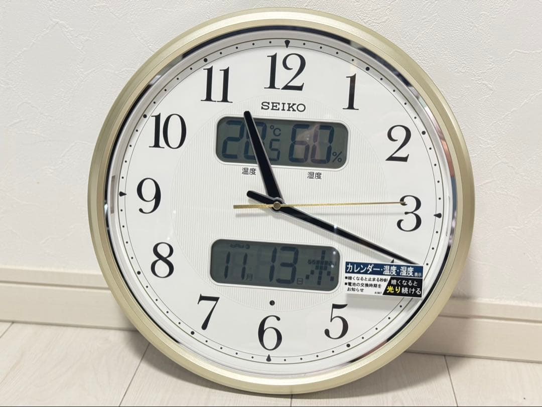 SEIKO 温湿度計付き掛時計