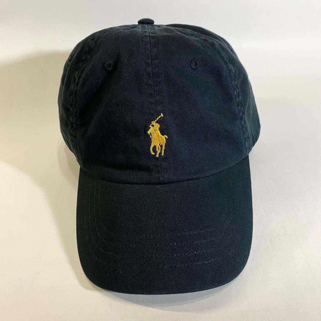 POLO RALPHLAUREN ポロ ラルフ ポニー 6パネルキャップ 黒 金