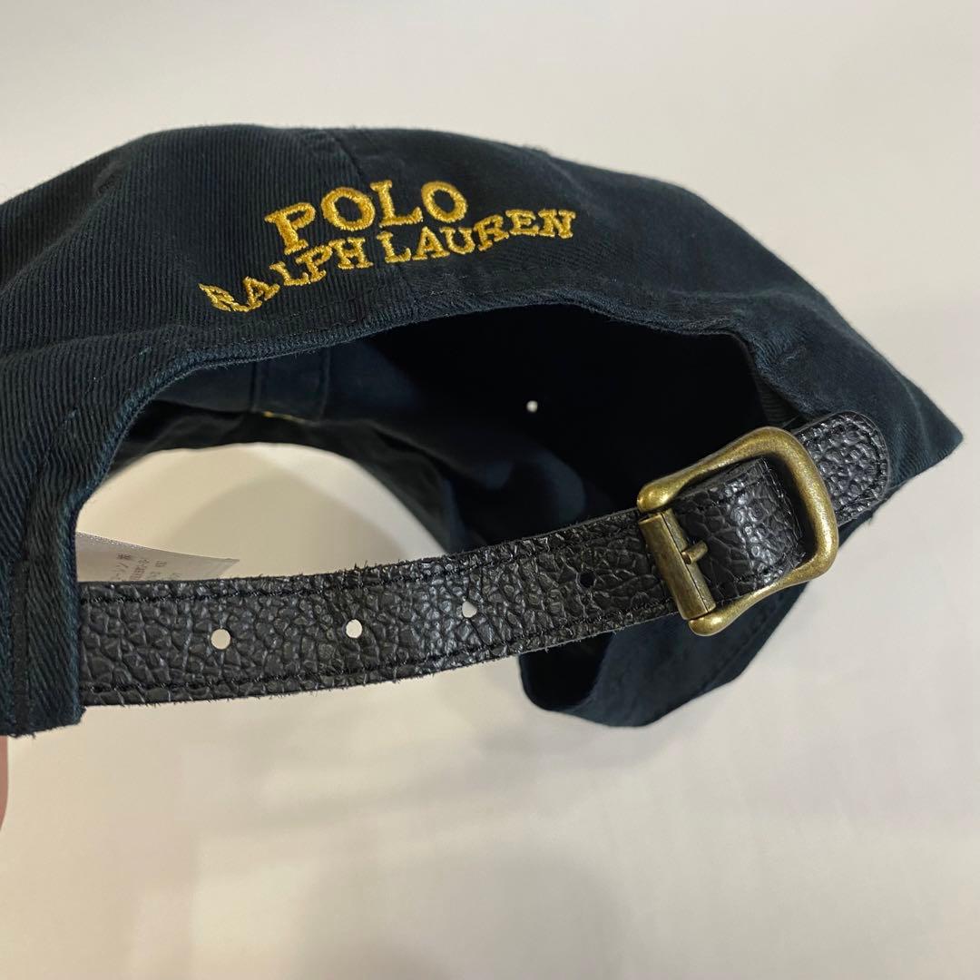 POLO RALPHLAUREN ポロ ラルフ ポニー 6パネルキャップ 黒 金