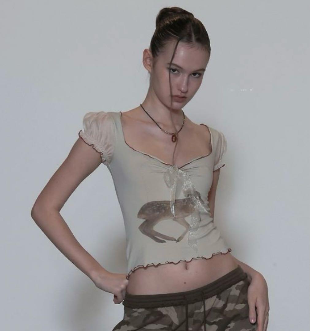 SCULPTOR Tシャツ Puff Sleeve Top Cream クリーム