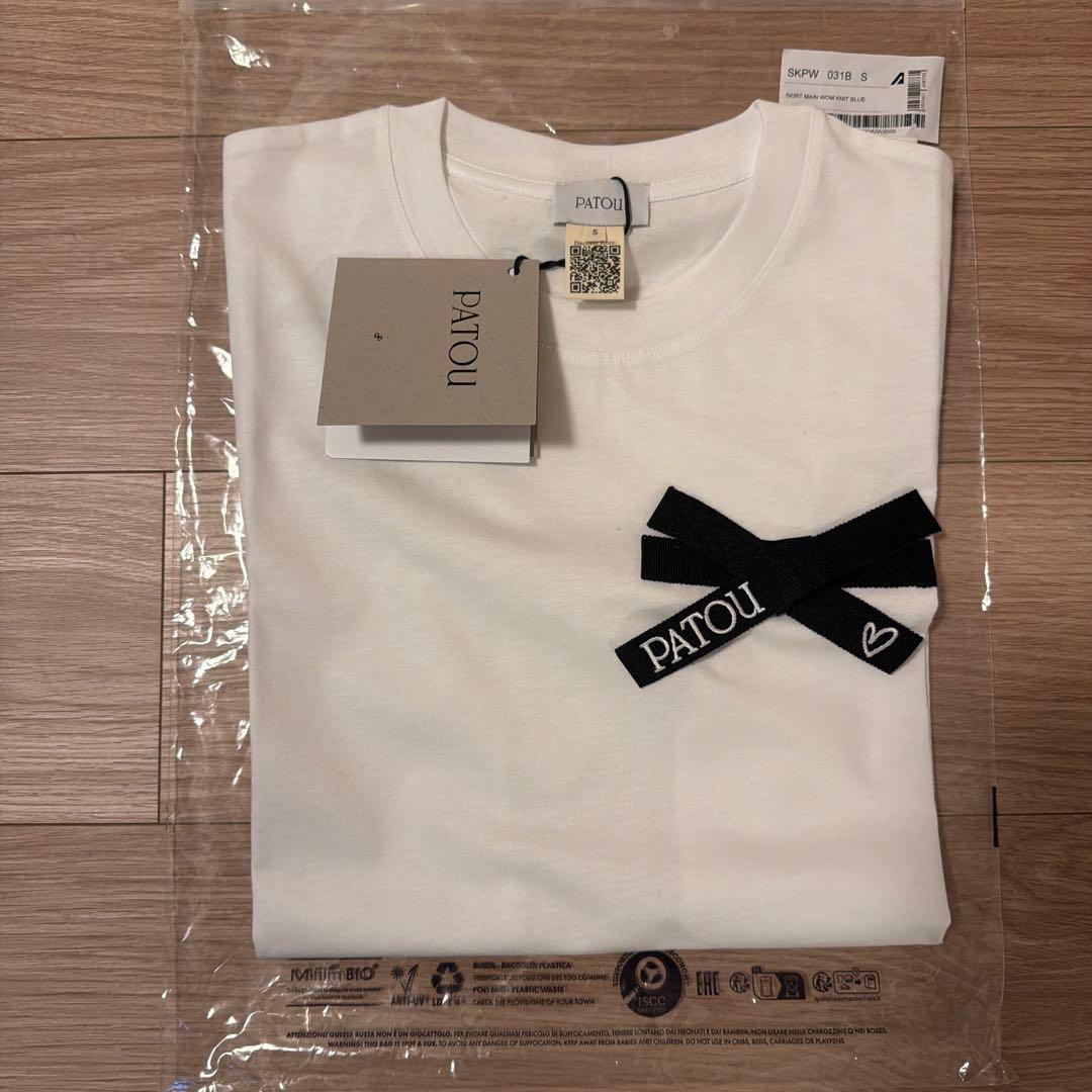 PATOU オーガニックコットン ボウ リボン Tシャツ S