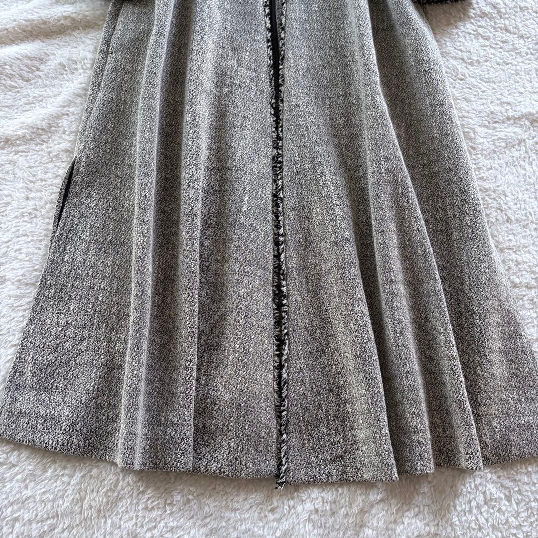 美品✨ヴェルメイユパーイエナ ロングコート ツイード ノーカラー グレー