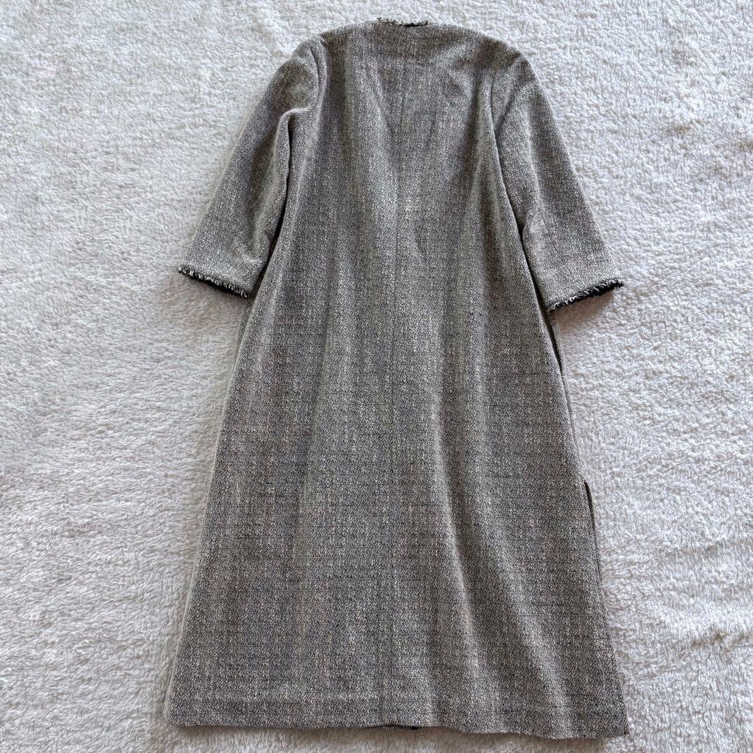 美品✨ヴェルメイユパーイエナ ロングコート ツイード ノーカラー グレー