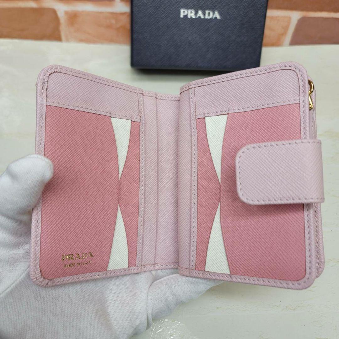 希少 新品未使用PRADA☆鑑定済☆サフィアーノ ピンクバイカラー プラダ財布