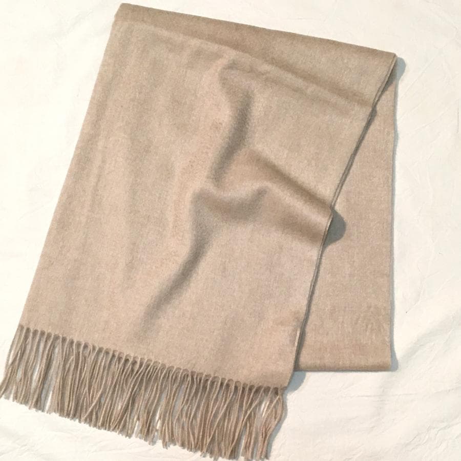 値下70㎝×200超大判無染色 100% カシミヤストールマフラーBEG新品