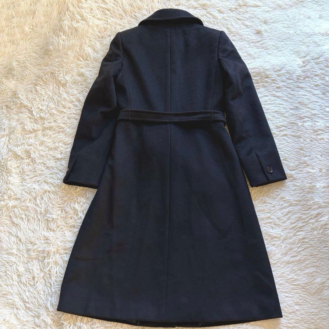 Max Mara 白タグ カシミヤ100% ベルト ロングコート 黒 Lサイズ