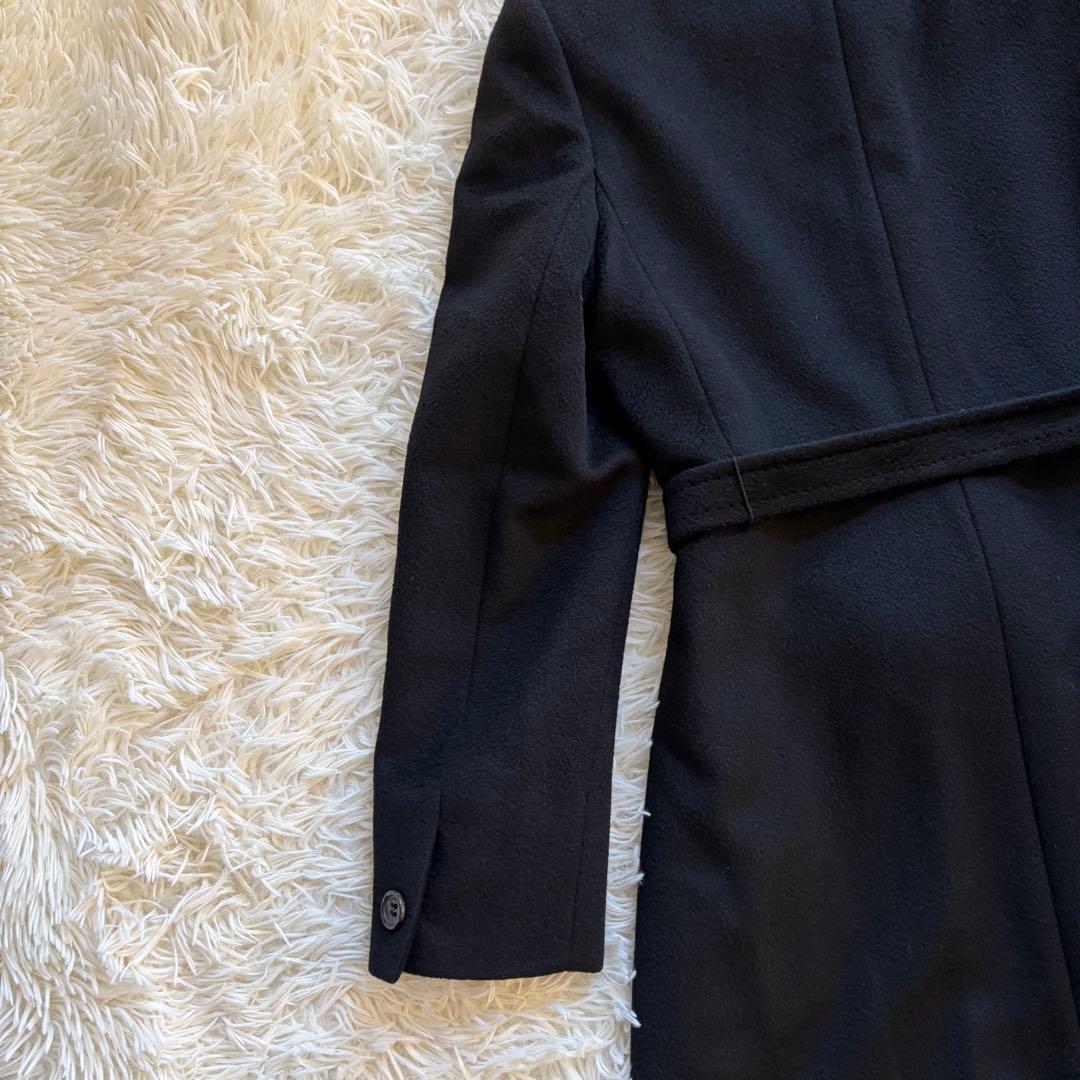 Max Mara 白タグ カシミヤ100% ベルト ロングコート 黒 Lサイズ