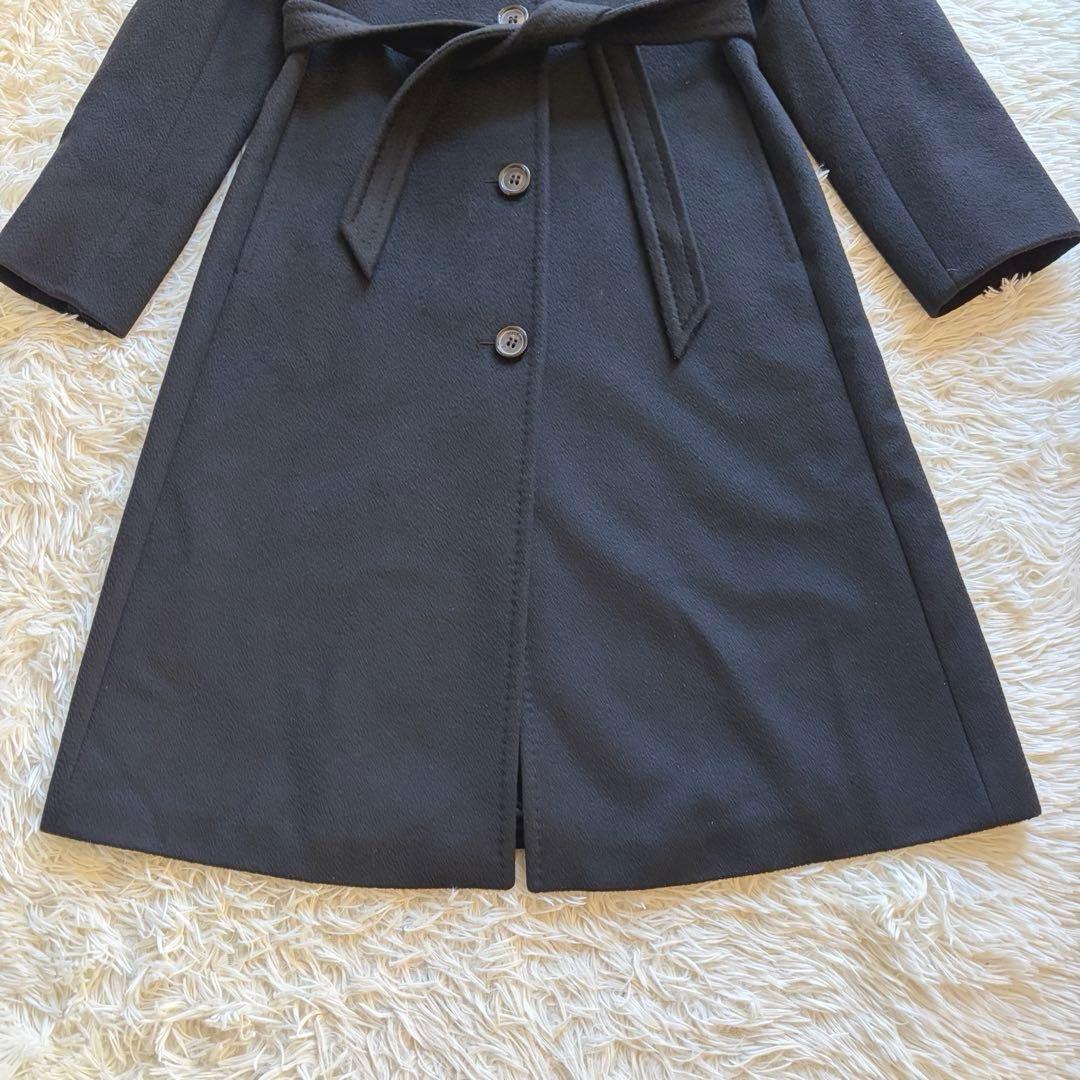 Max Mara 白タグ カシミヤ100% ベルト ロングコート 黒 Lサイズ